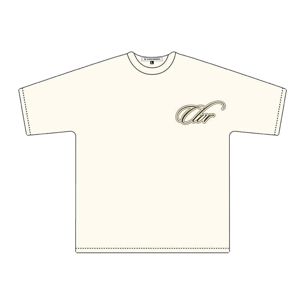 Playera crema con script Clvr café al pecho